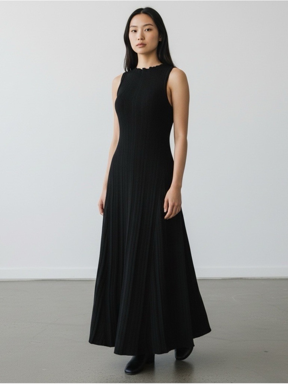 a new day Black Sleeveless Ribbed Maxi Dress b199